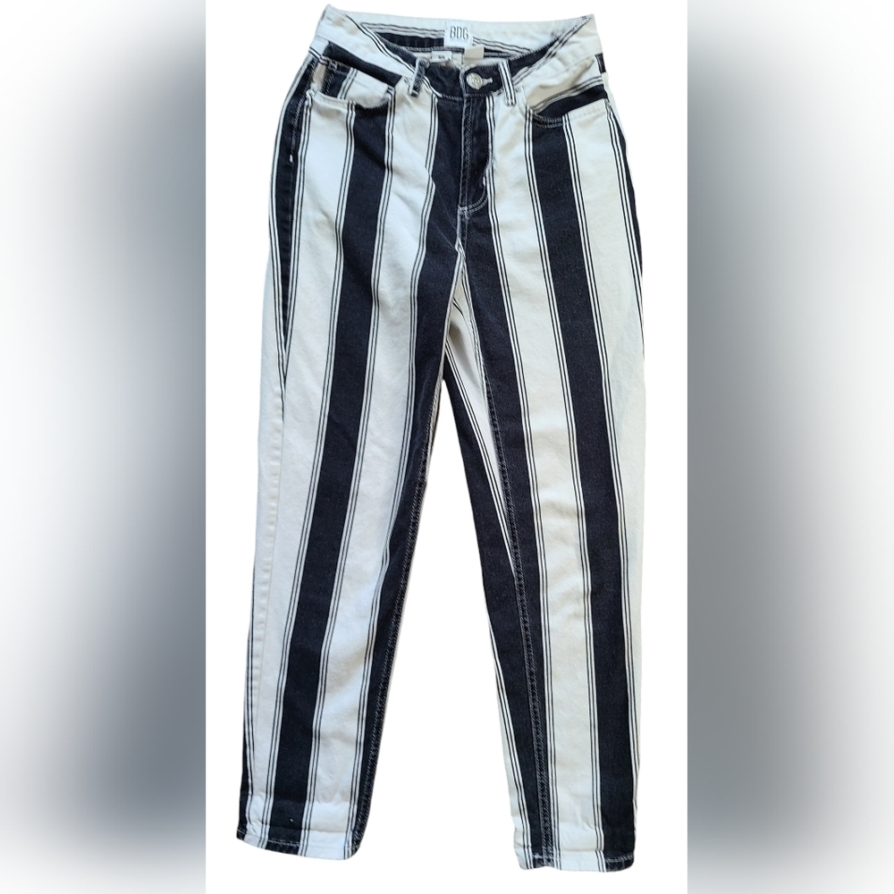 Urban Outfitters BDG Striped Mom Jeans Black White Women's Size 26 Black/ White